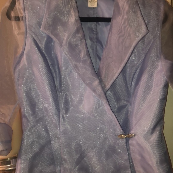 Alex‎ Evenings Dressy blue blouse size M polyester but looks like organza - Picture 4 of 7